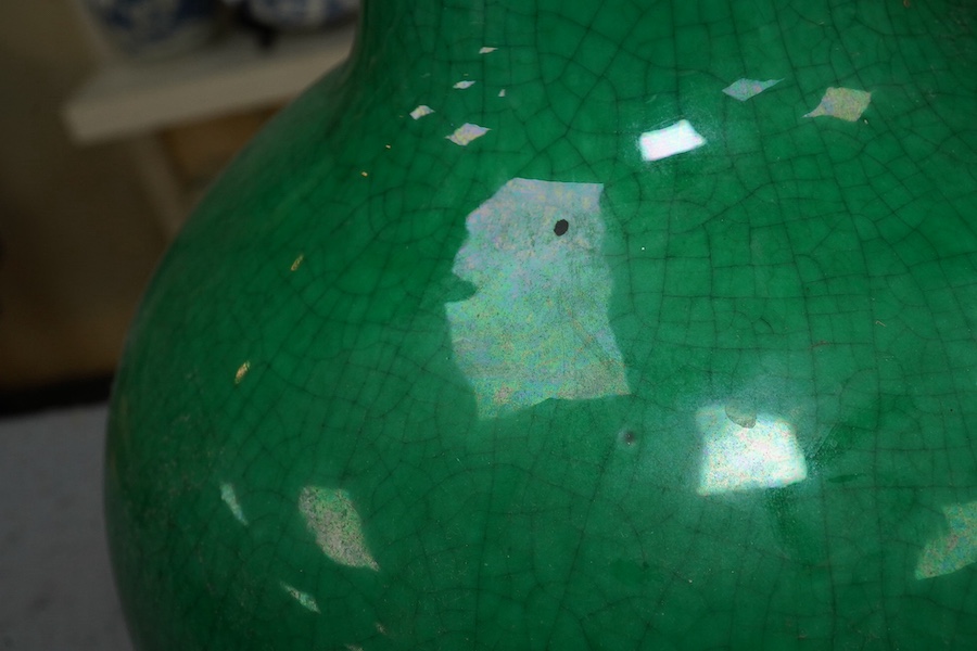 A Chinese green crackle glazed bottle vase, 19th century